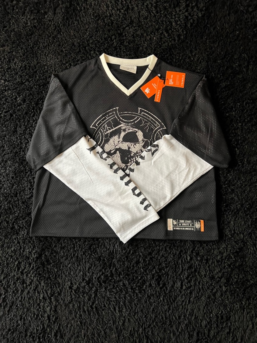 YoungLA Black and White Long Sleeve Mesh Jersey